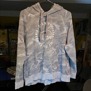 Old Navy Gray Camo Hoodie with Bear Graphic